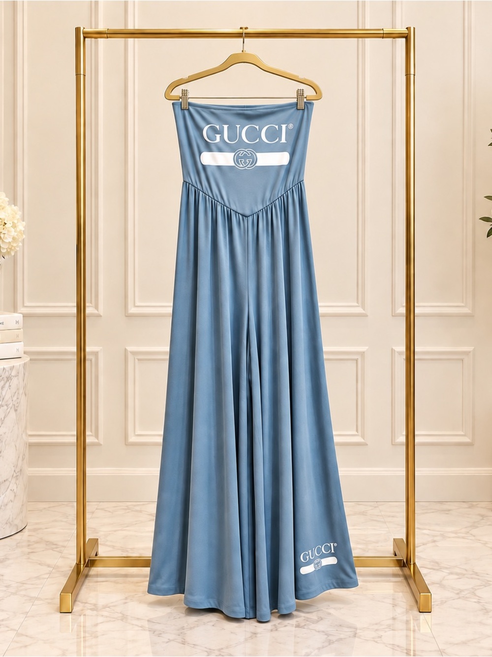 Strapless Super Soft Blue Jumpsuit